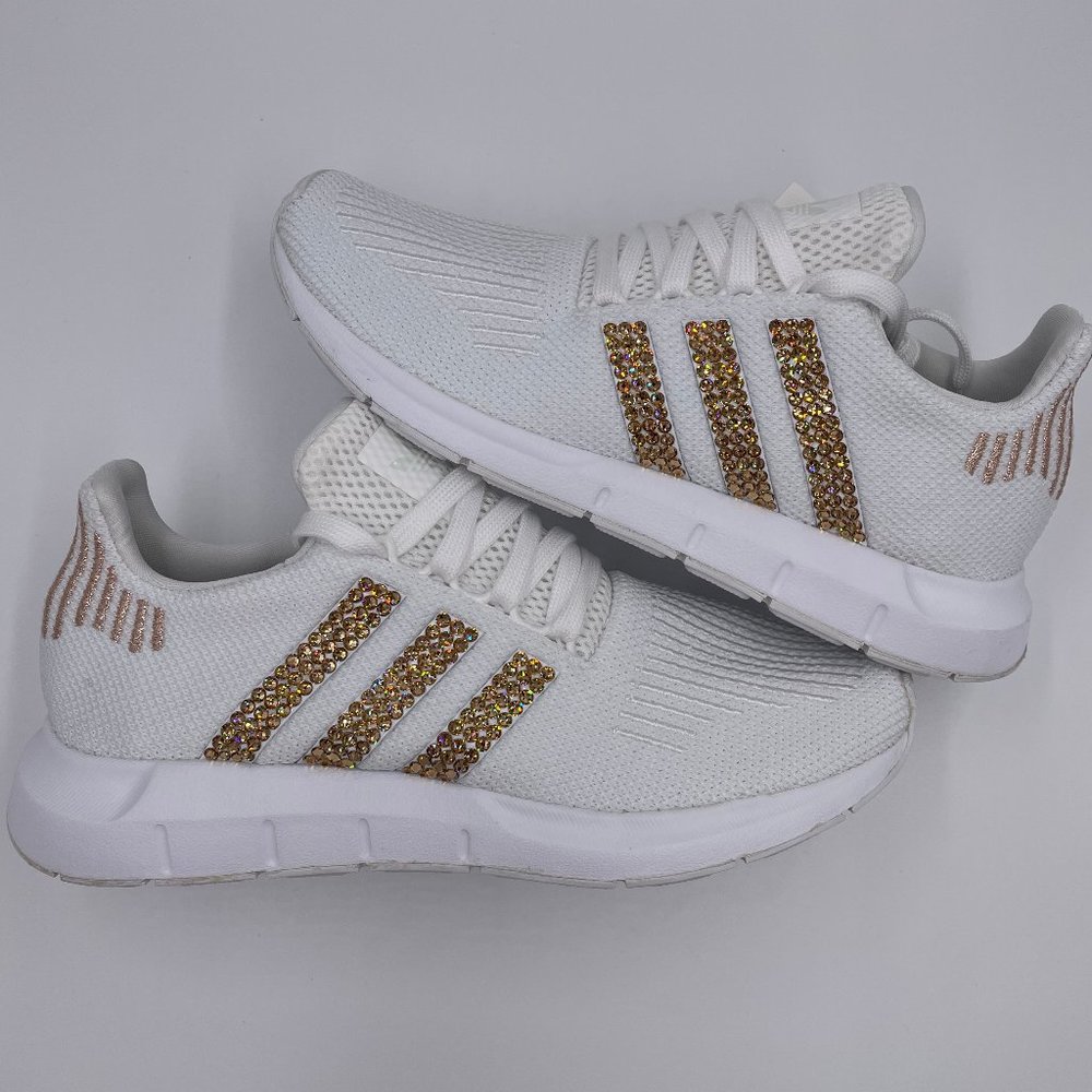 Swarovski Crystal Adidas Swift Run Womens Shoes - Picture 5 of 8